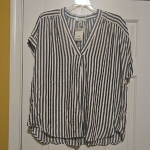 Workshop Republic Clothing Blue and White Striped Blouse